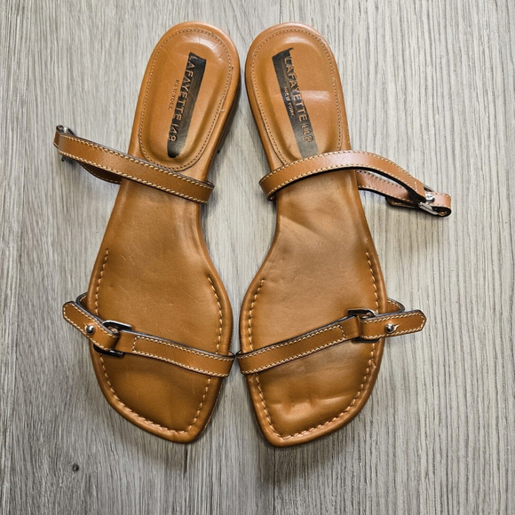Lafayette 148 New York NEW Marlon Slide Sandal Size EU 36 US 5.5 Brown Leather - Picture 2 of 8